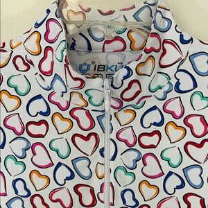 IBKUL Heart Patterned Quarter Zip Sport Jacket, UPF 50+, quick dry, size Large